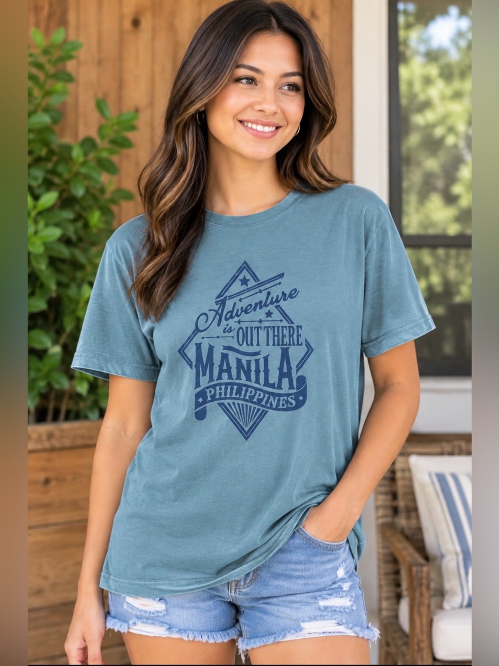 Kultura Manila Women Blue Short Sleeve Tee XL